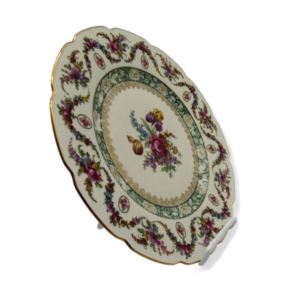 BAVARIA SCHUMANN Floral Design Round Plate with Gold Trim 11" Germany Vintage - Picture 2 of 11